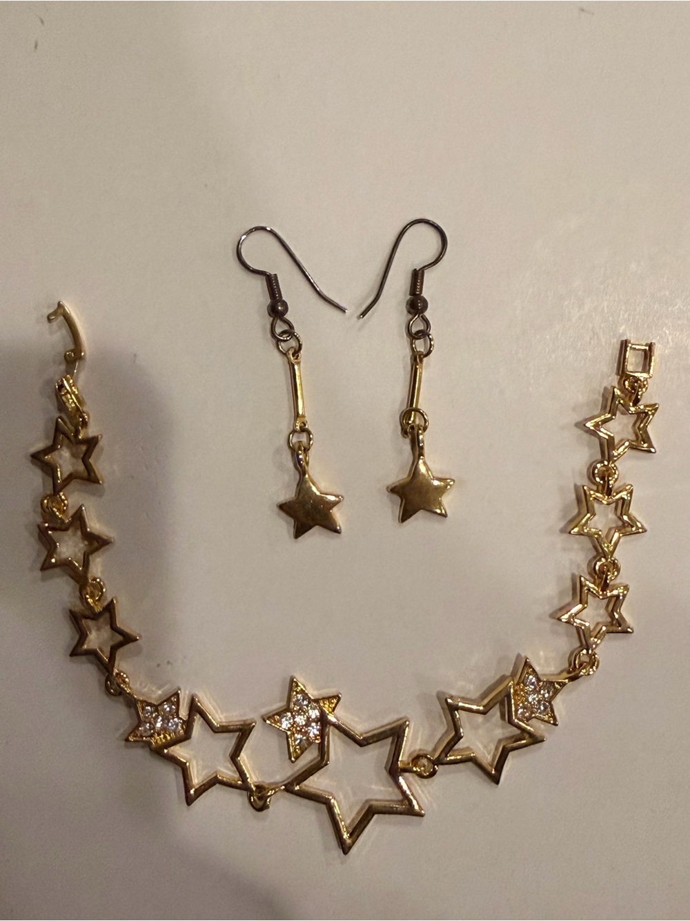 Gold Star Necklace and Earrings Set - Gold Star Pendant Jewelry